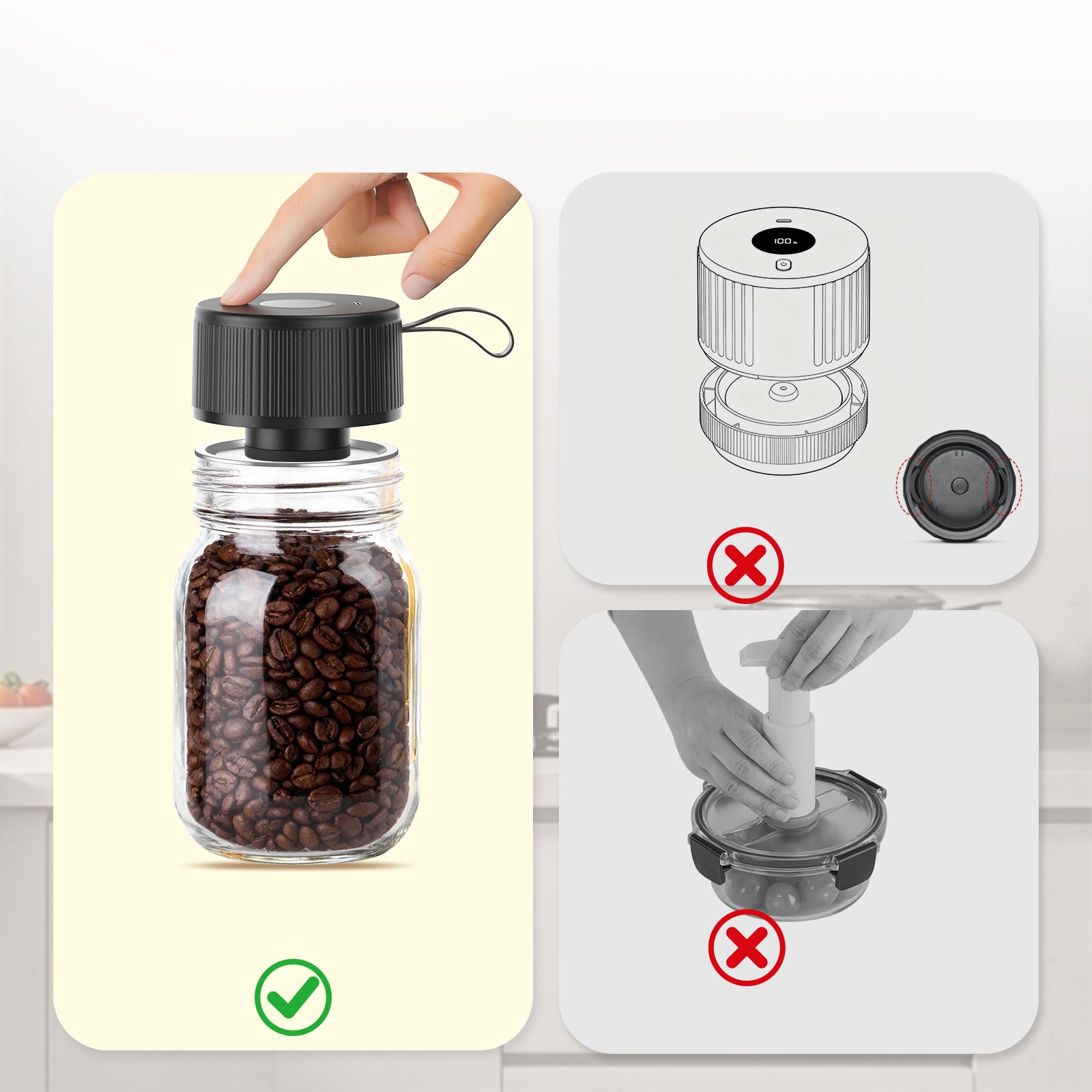 Automatic Electric Mason Jar Vacuum Sealer Black