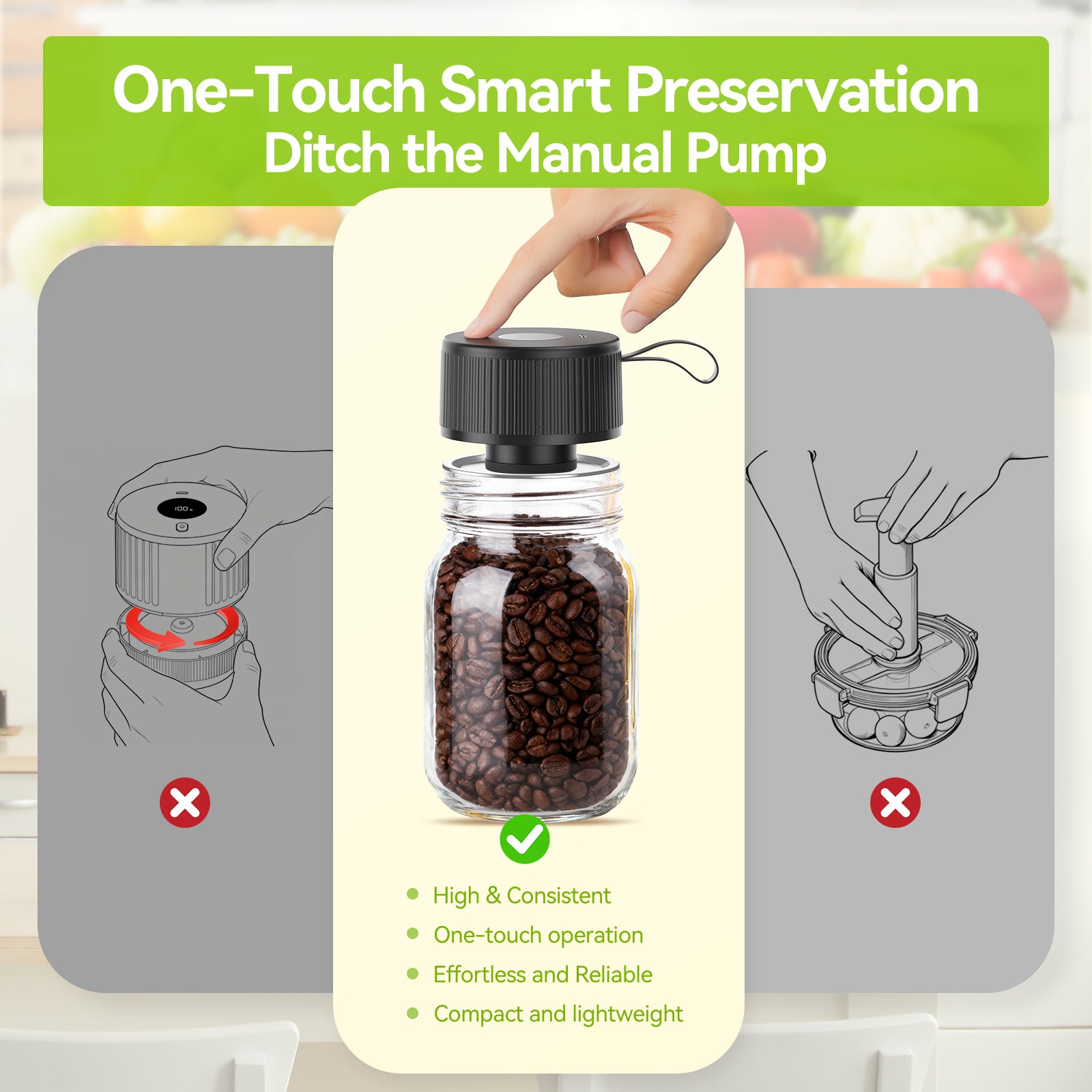 Automatic Electric Mason Jar Vacuum Sealer Black