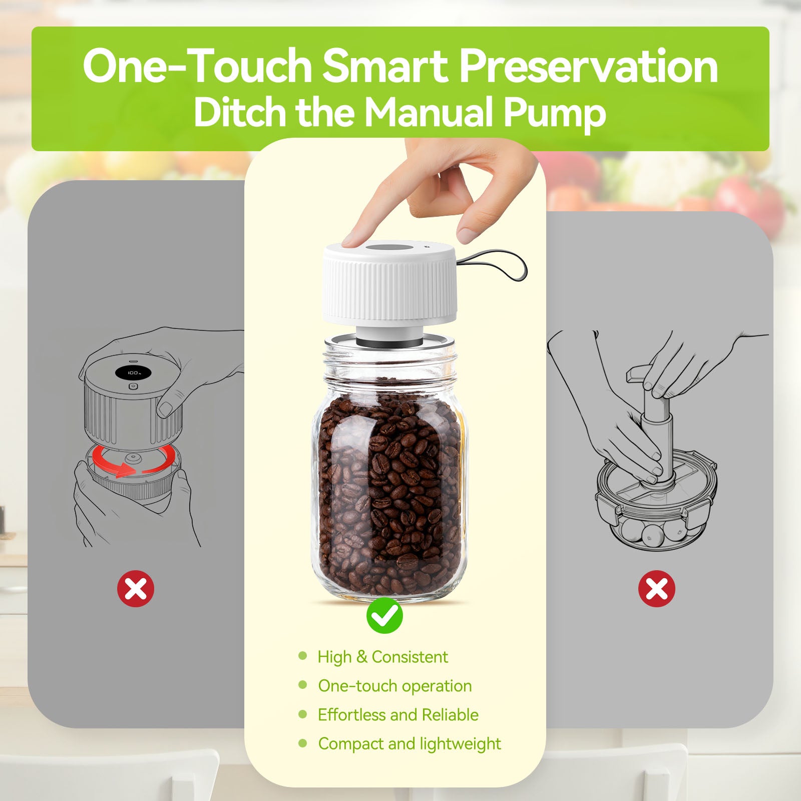 Automatic Electric Mason Jar Vacuum Sealer White