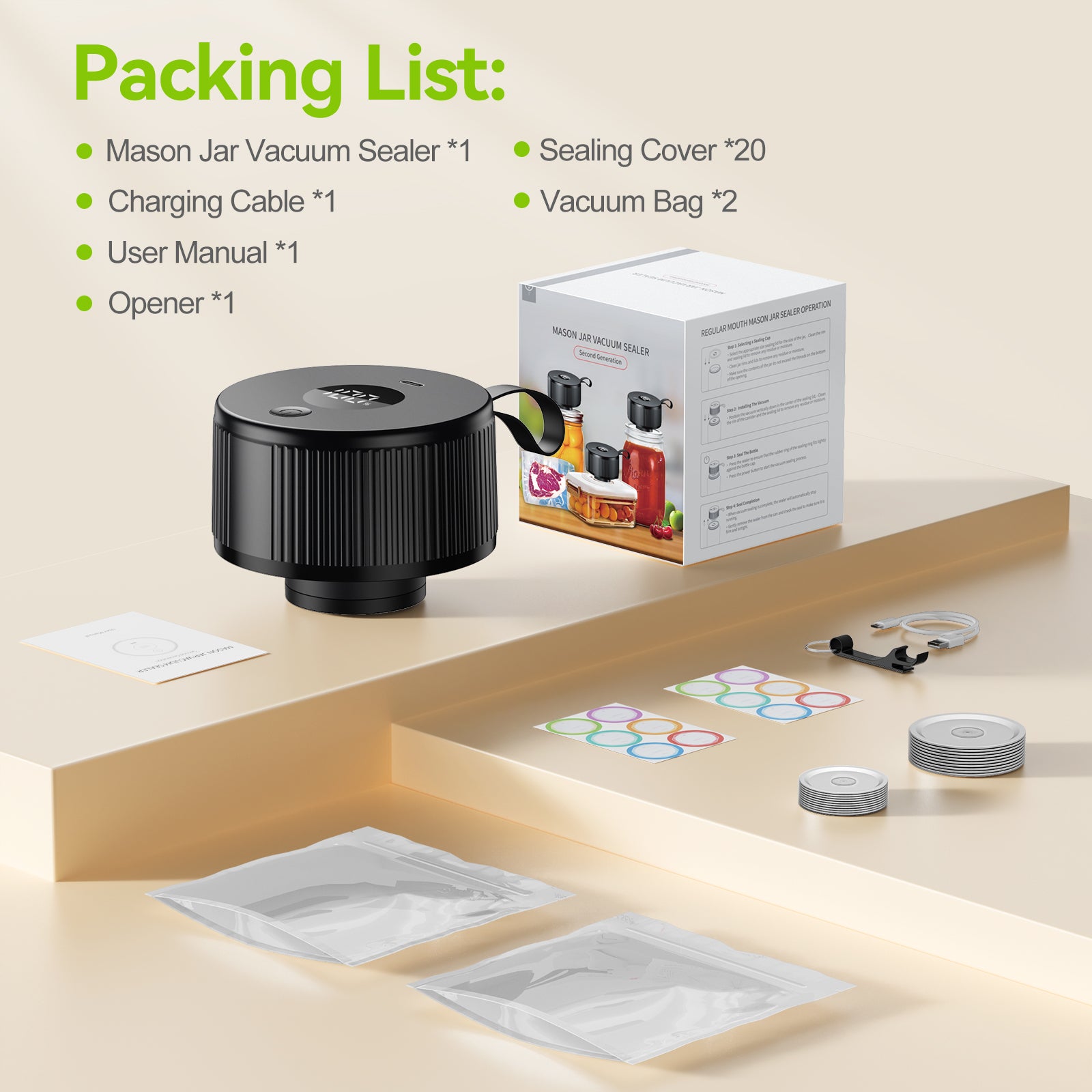 Automatic Electric Mason Jar Vacuum Sealer Black