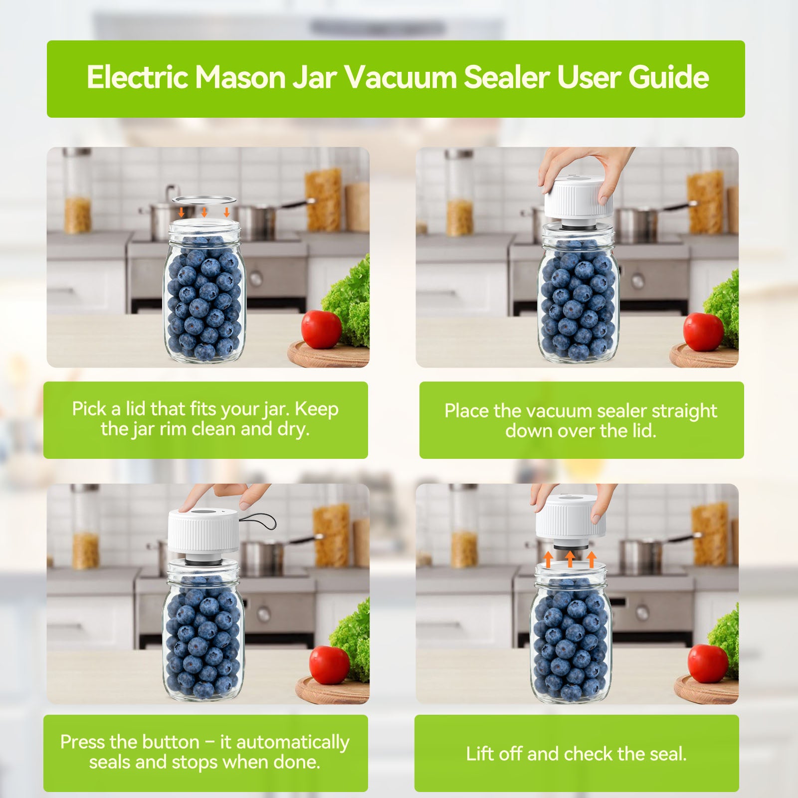 Automatic Electric Mason Jar Vacuum Sealer White