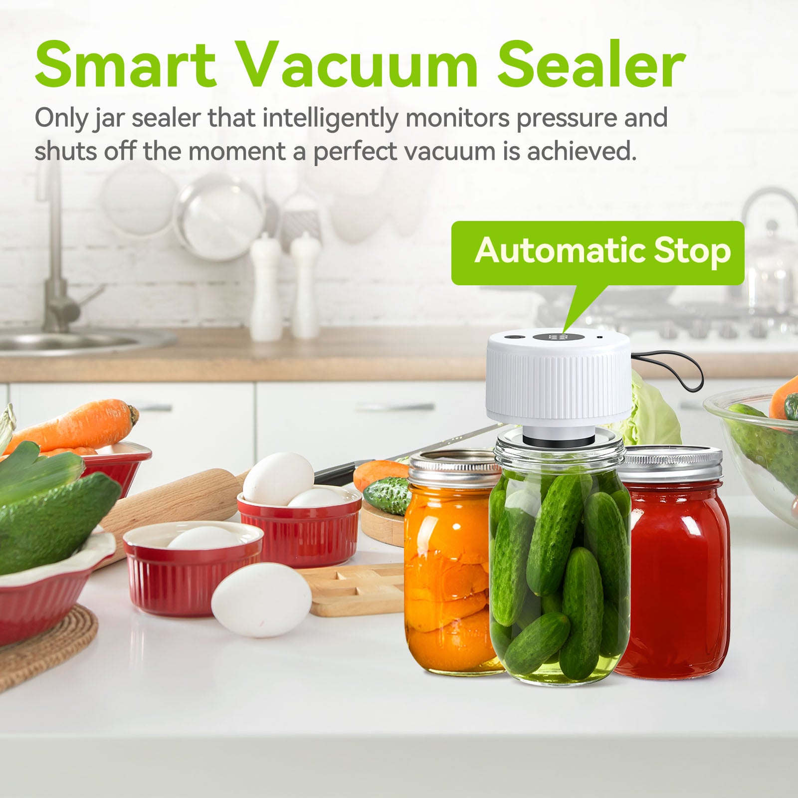 Automatic Electric Mason Jar Vacuum Sealer White