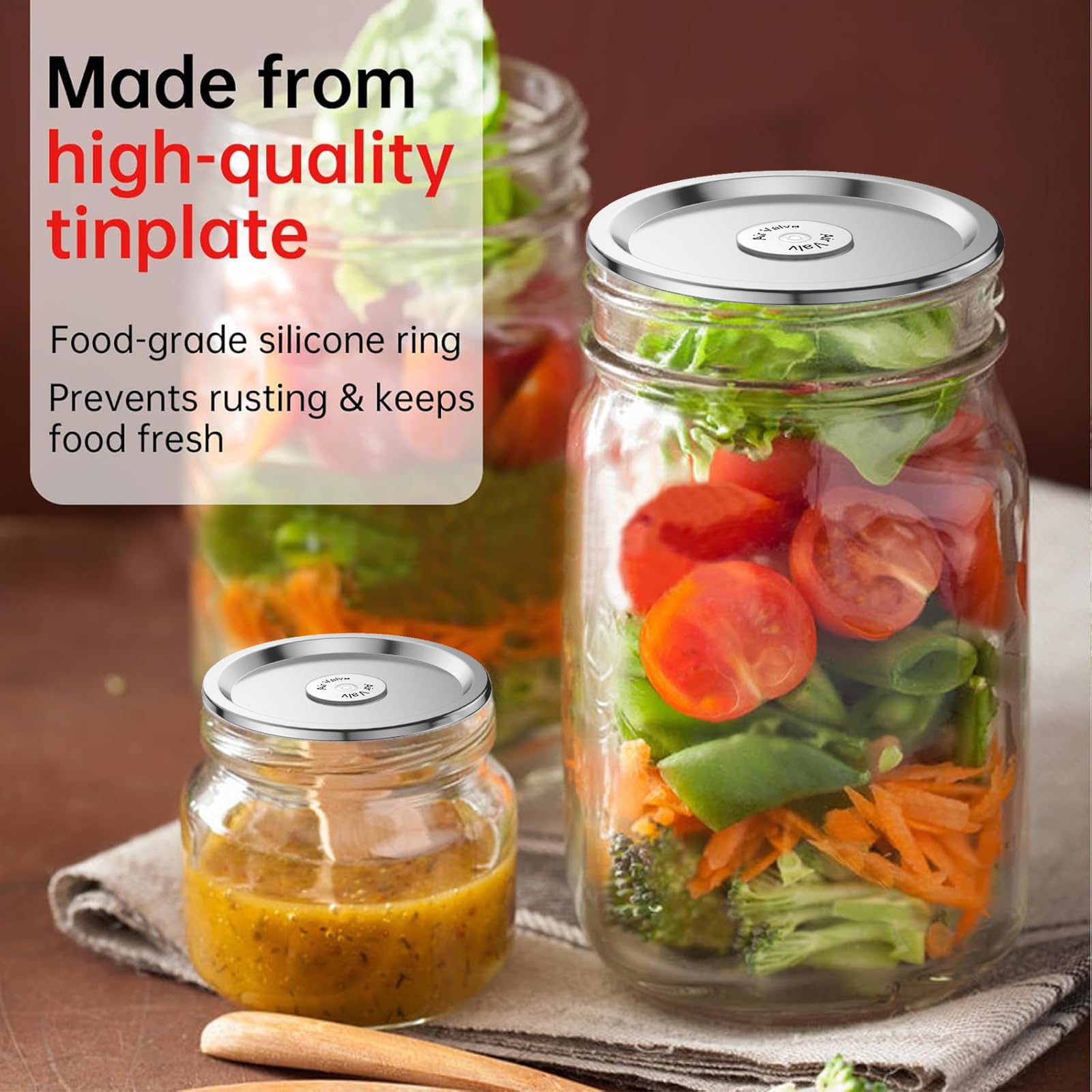 Wide Mouth Mason Jar Vacuum Lids 24PCS